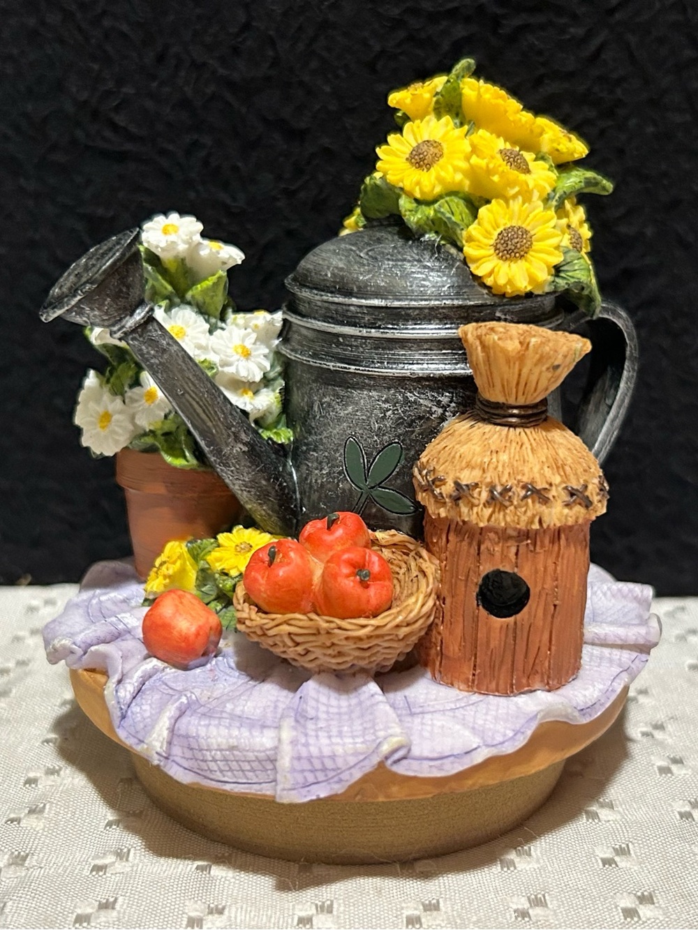 Home Interiors Flower Watering Can Candle Topper Resin Multicolor Painted